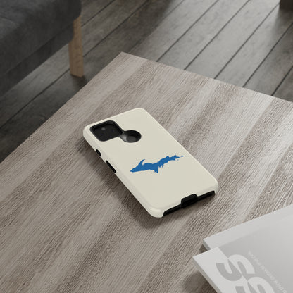 Michigan Upper Peninsula Tough Phone Case (Ivory Color w/ Azure UP Outline) | Samsung & Pixel Android