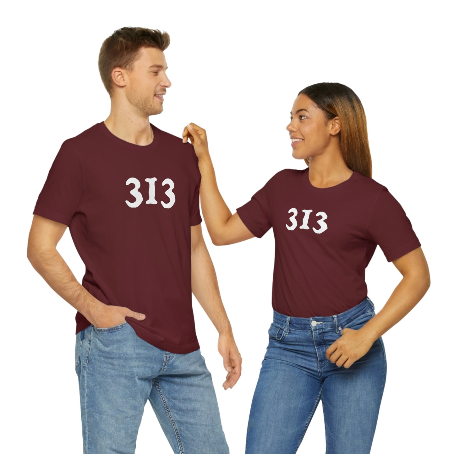 Detroit '313' T-Shirt (Woodcut Font) | Unisex Standard Fit