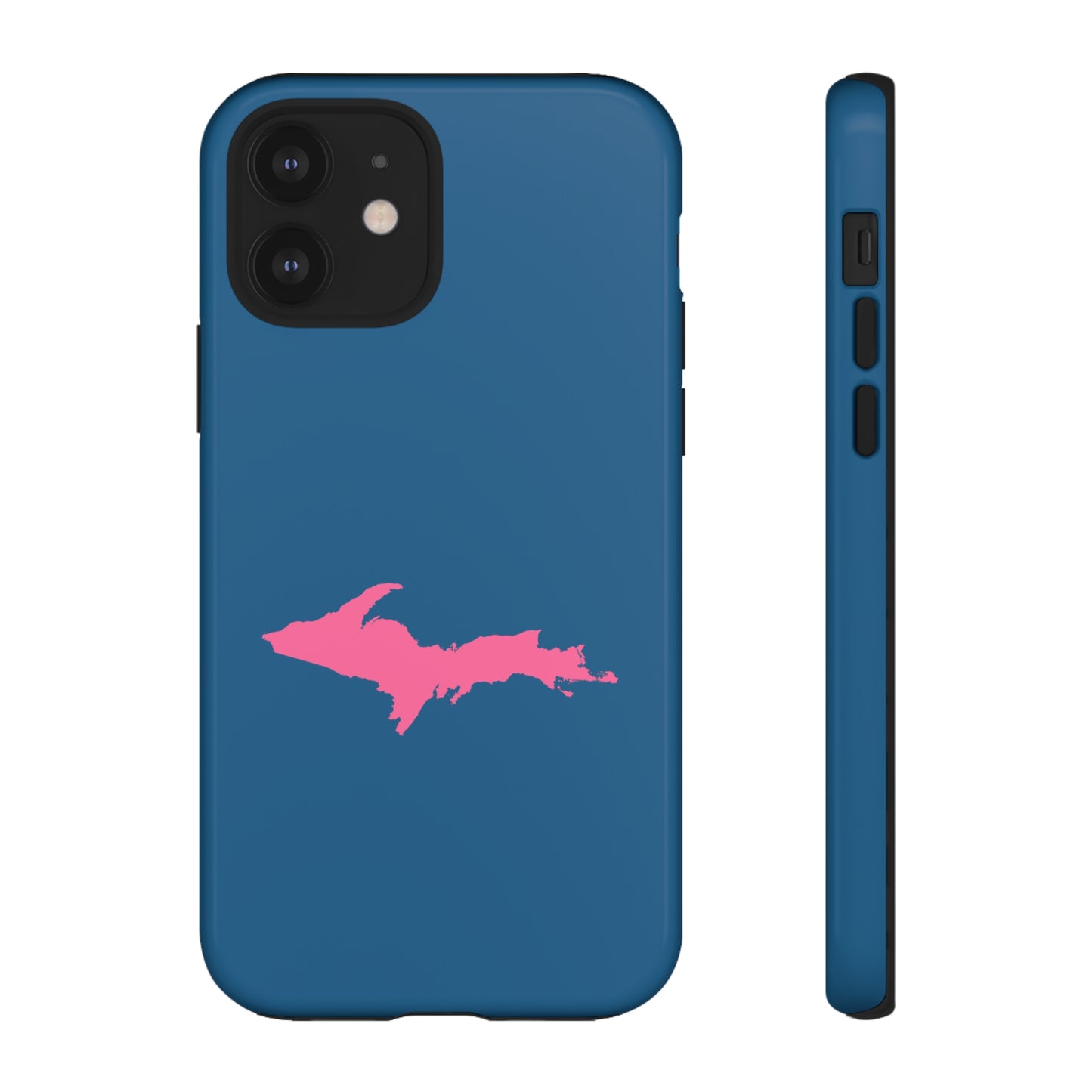 Michigan Upper Peninsula Tough Phone Case (Blueberry w/ Pink UP Outline) | Apple iPhone