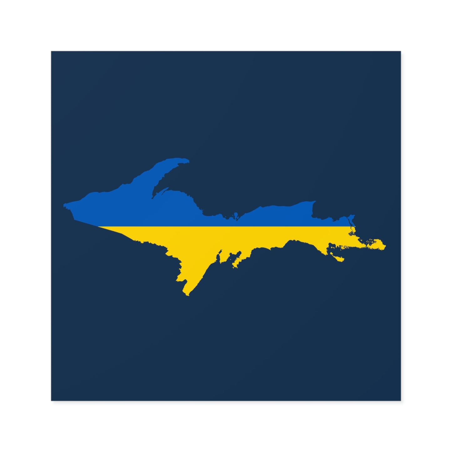 Michigan Upper Peninsula Square Sticker (Navy w/ UP Ukraine Flag Outline) | Indoor/Outdoor