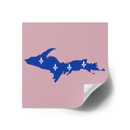 Michigan Upper Peninsula Square Sticker (Pink w/ UP Quebec Flag Outline) | Indoor/Outdoor