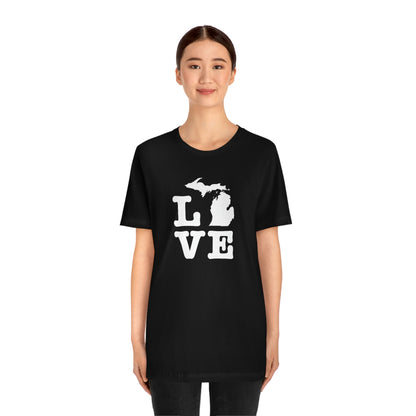 Michigan 'Love' T-Shirt (Typewriter Font) | Unisex Standard Fit