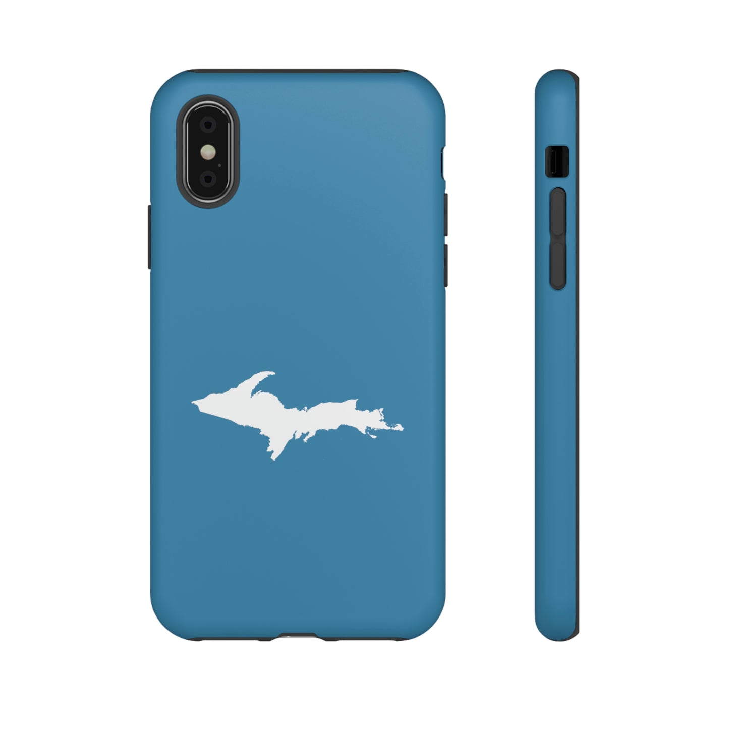 Michigan Upper Peninsula Tough Phone Case (Lake Michigan Blue w/ UP Outline) | Apple iPhone