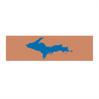 Michigan Upper Peninsula Bumper Sticker (w/ Azure UP Outline) | Copper Color Background