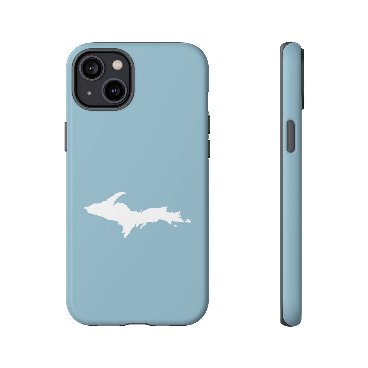 Michigan Upper Peninsula Tough Phone Case (Opal Blue w/ UP Outline) | Apple iPhone