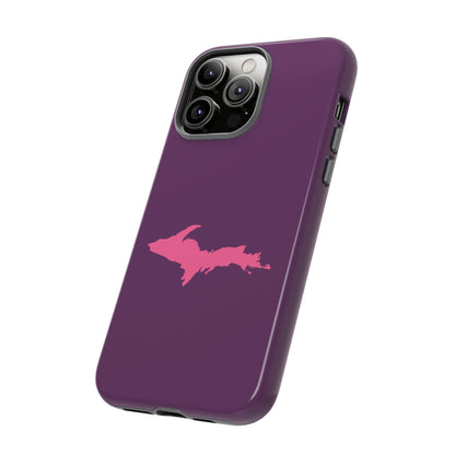 Michigan Upper Peninsula Tough Phone Case (Plum w/ Pink UP Outline) | Apple iPhone