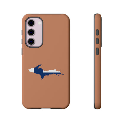 Michigan Upper Peninsula Tough Phone Case ( Copper Color w/ UP Finland Flag Outline) | Samsung & Pixel Android