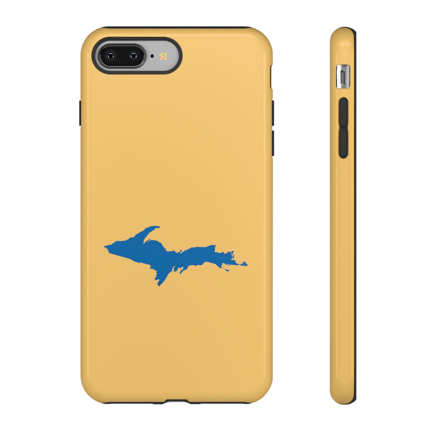 Michigan Upper Peninsula Tough Phone Case (Citrine w/ Azure UP Outline) | Apple iPhone