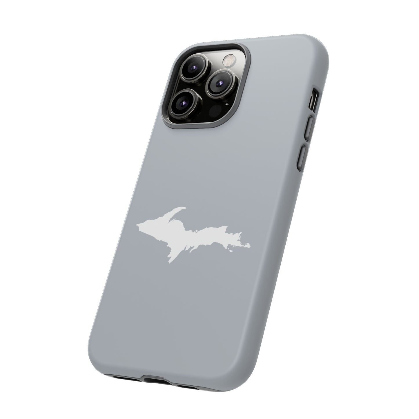 Michigan Upper Peninsula Tough Phone Case (Silver w/ UP Outline) | Apple iPhone