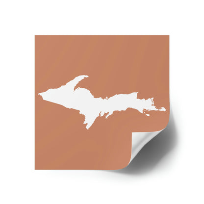 Michigan Upper Peninsula Square Sticker (Copper Color w/ UP Outline) | Indoor/Outdoor