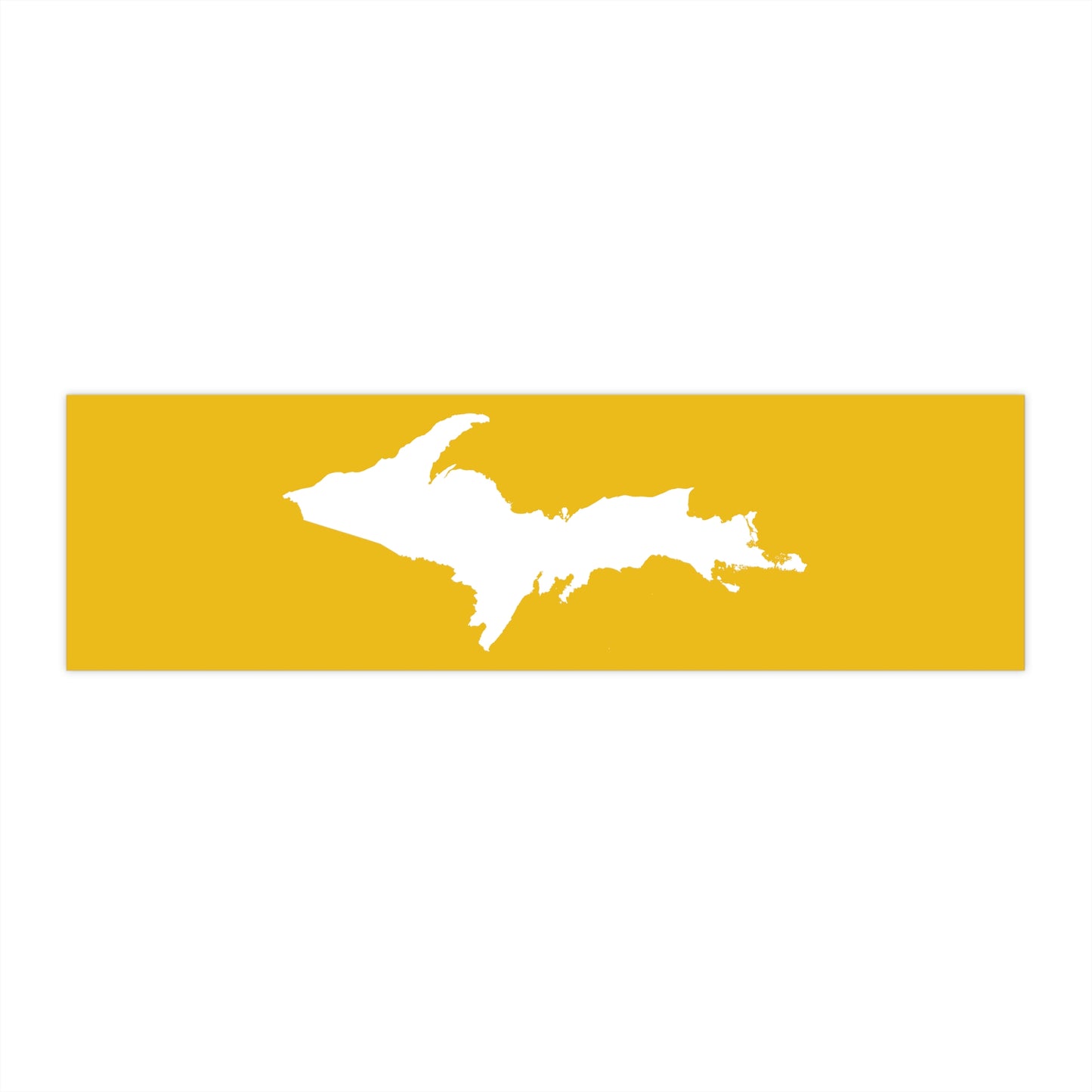 Michigan Upper Peninsula Bumper Sticker (w/ UP Outline) | Gold Background