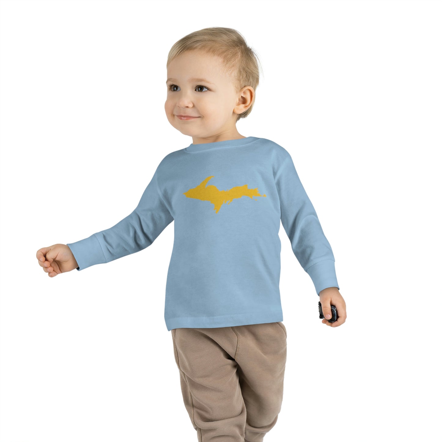 Michigan Upper Peninsula T-Shirt (w/ Gold UP Outline) | Toddler Long Sleeve