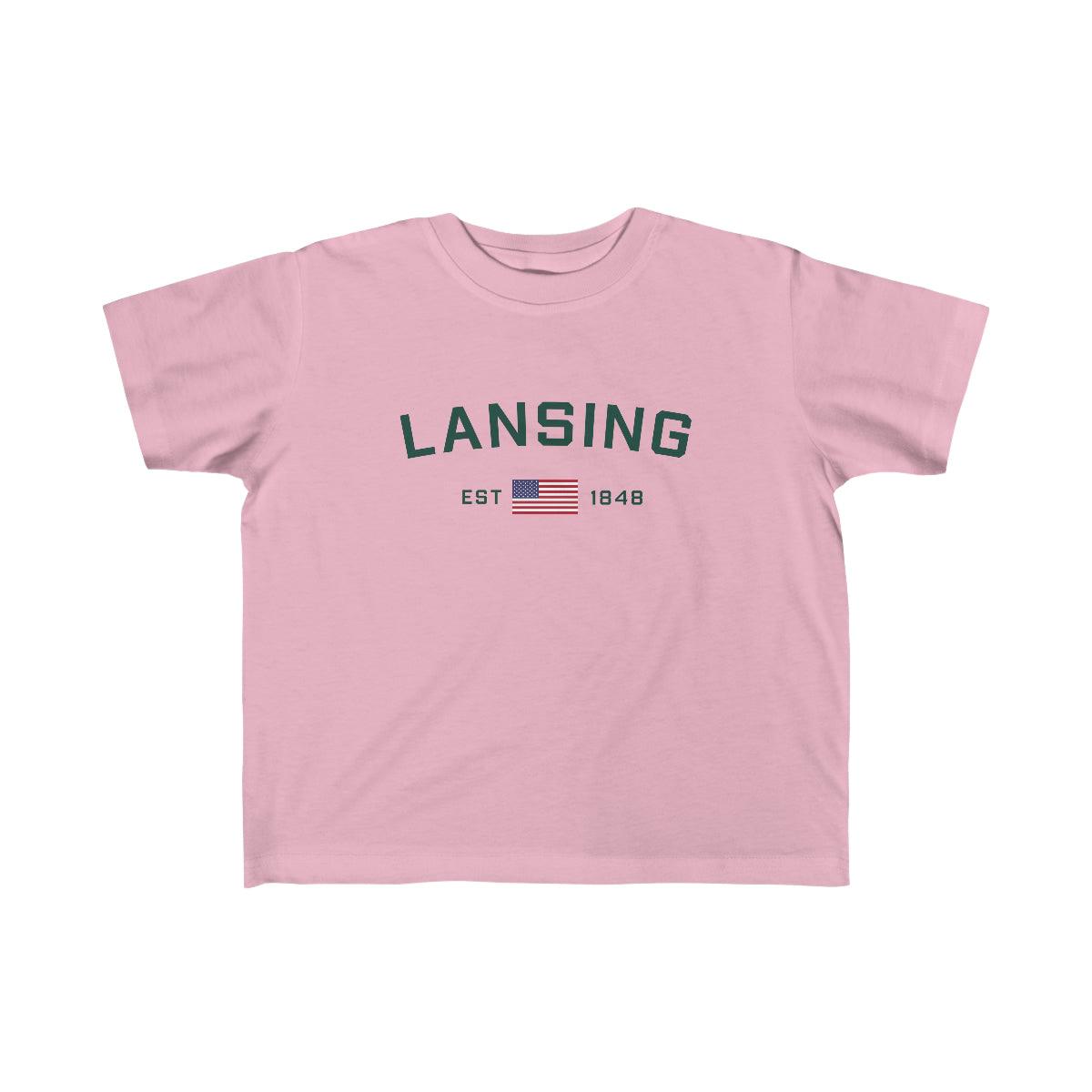 'Lansing EST 1848' T-Shirt  (w/USA Outline Font) | Toddler Short Sleeve - Circumspice Michigan