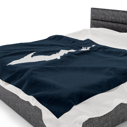 Michigan Upper Peninsula Plush Blanket (w/ UP Outline) | '37 Caddie Blue