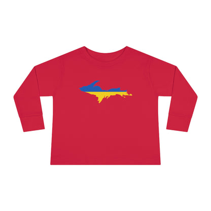 Michigan Upper Peninsula T-Shirt (w/ UP Ukraine Flag Outline) | Toddler Long Sleeve