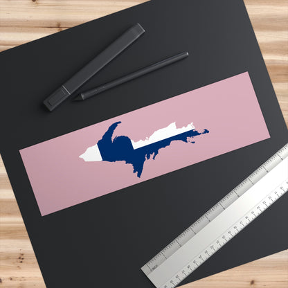 Michigan Upper Peninsula Bumper Stickers (w/ UP Finland Flag Outline) | Pink Background