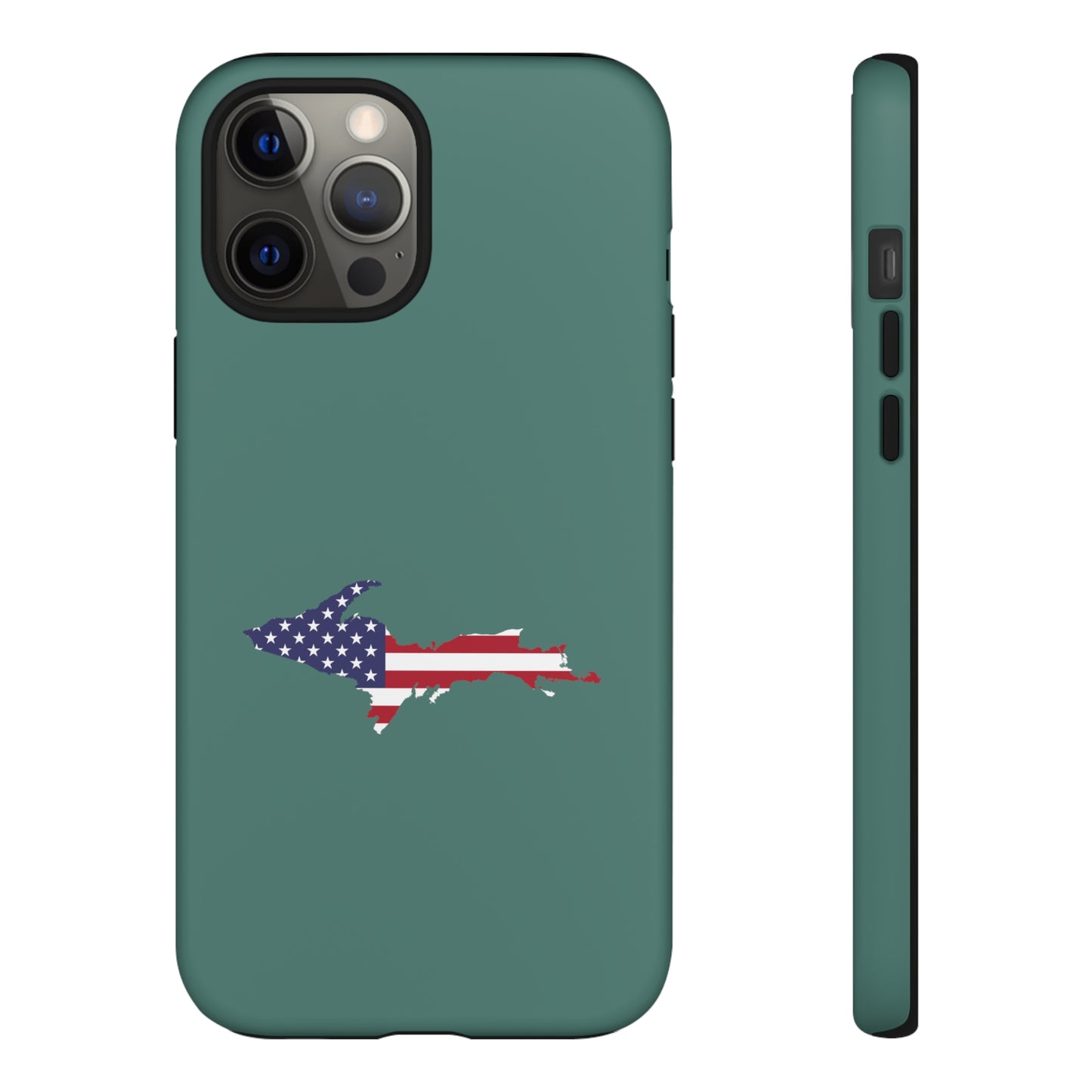 Michigan Upper Peninsula Tough Phone Case (Copper Green w/ UP USA Outline) | Apple iPhone