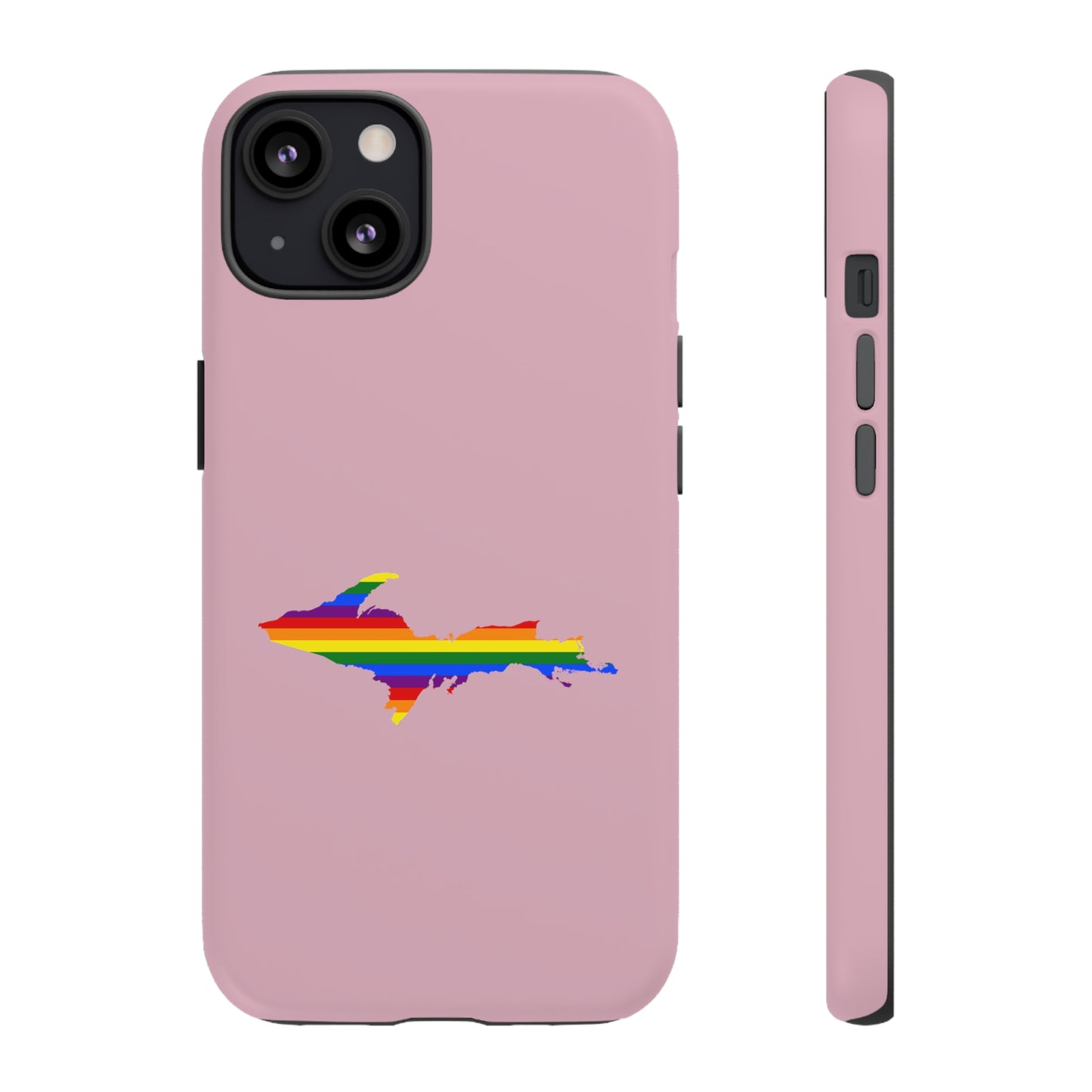 Michigan Upper Peninsula Tough Phone Case (Pink w/ UP Pride Flag Outline) | Apple iPhone