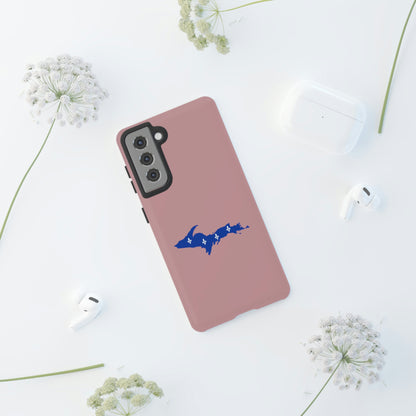 Michigan Upper Peninsula Tough Phone Case (Cherry Blossom Pink w/ UP Quebec Flag Outline) | Samsung & Pixel Android