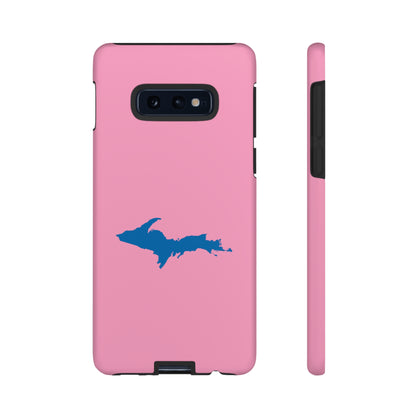 Michigan Upper Peninsula Tough Phone Case ('67 Caddie Pink w/ Azure UP Outline) | Samsung & Pixel Android