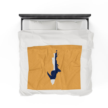 Michigan Upper Peninsula Plush Blanket (w/ UP Finland Flag Outline) | Citrine