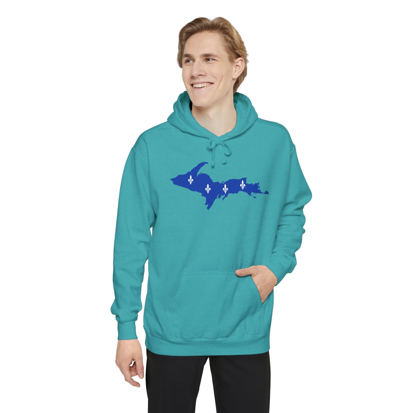 Michigan Upper Peninsula Hoodie (w/ UP Quebec Flag Outline) | Unisex Garment-Dyed