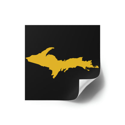 Michigan Upper Peninsula Square Sticker (Black w/ Gold UP Outline) | Indoor/Outdoor