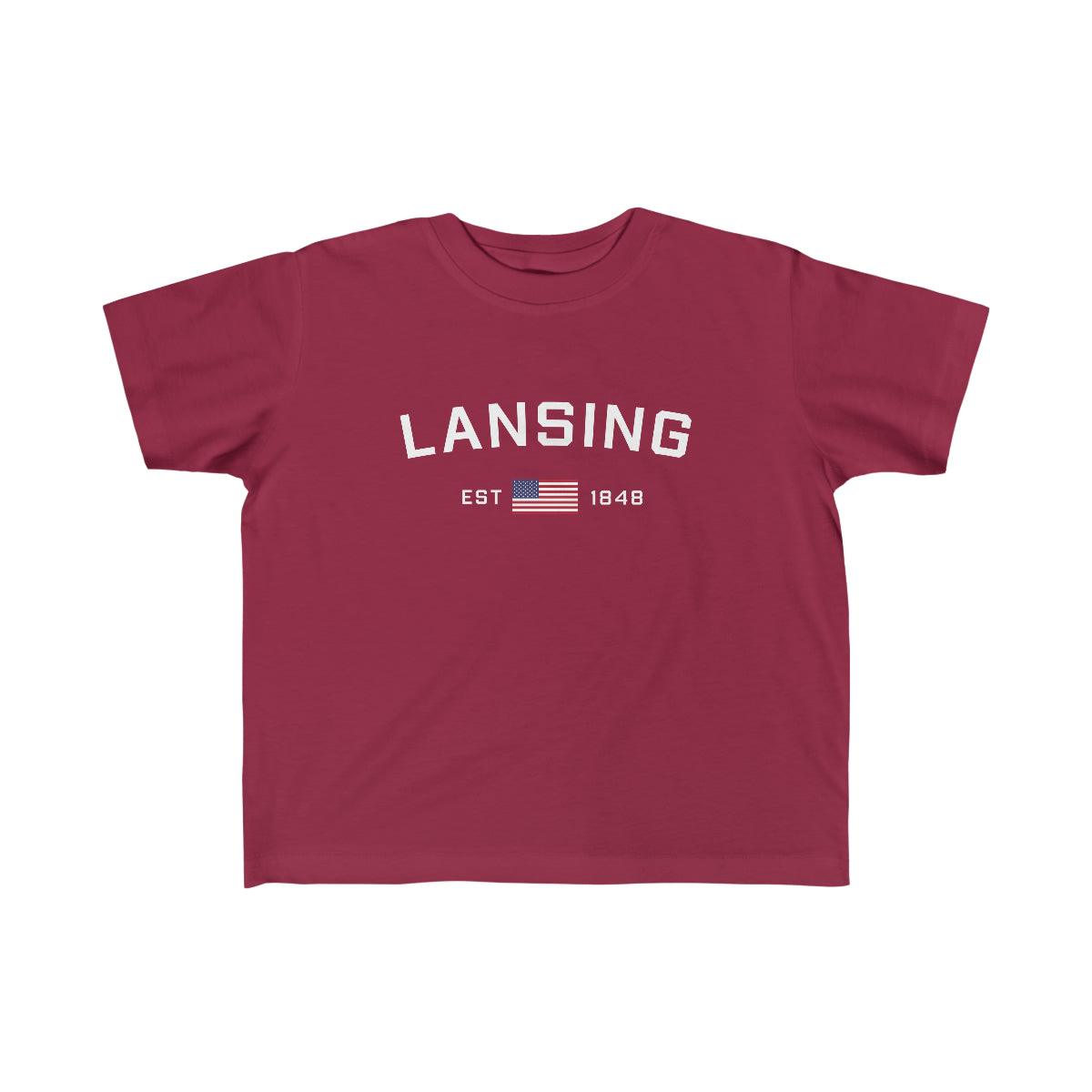 'Lansing EST 1848' T-Shirt  (w/USA Outline Font) | Toddler Short Sleeve - Circumspice Michigan