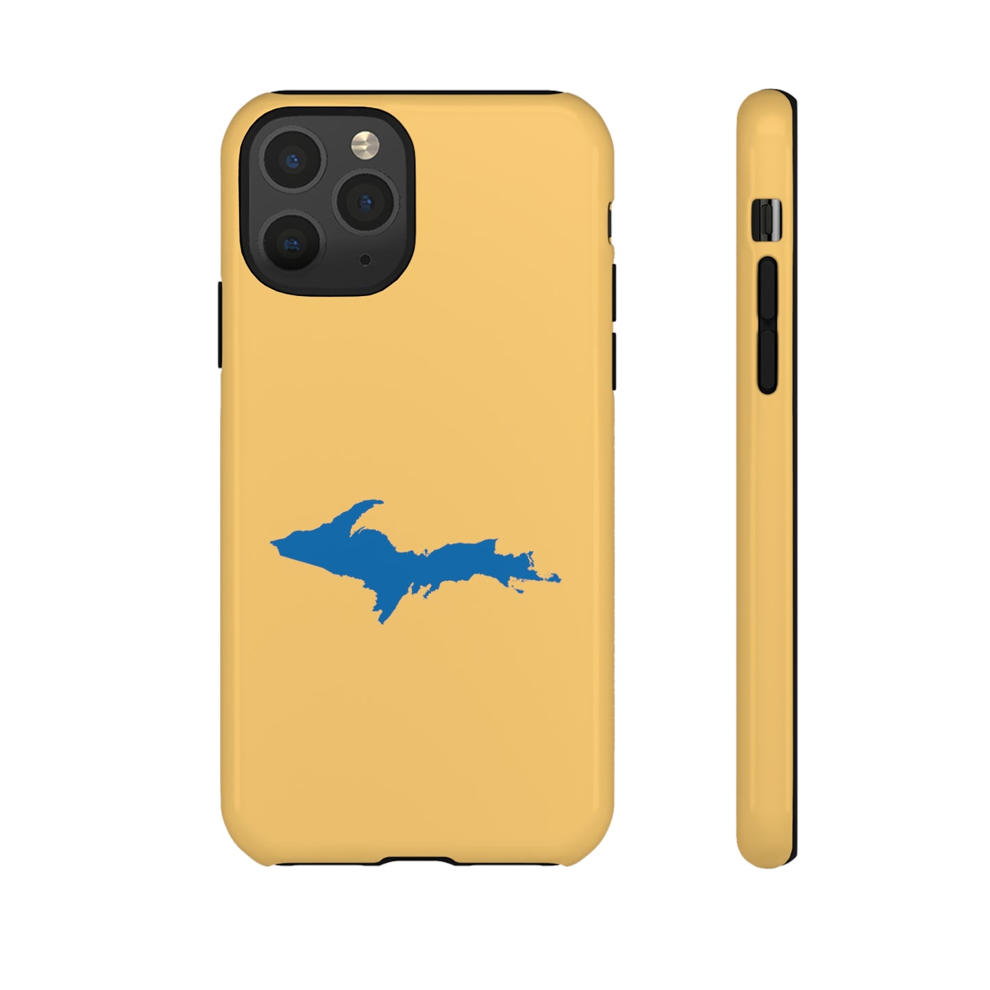 Michigan Upper Peninsula Tough Phone Case (Citrine w/ Azure UP Outline) | Apple iPhone