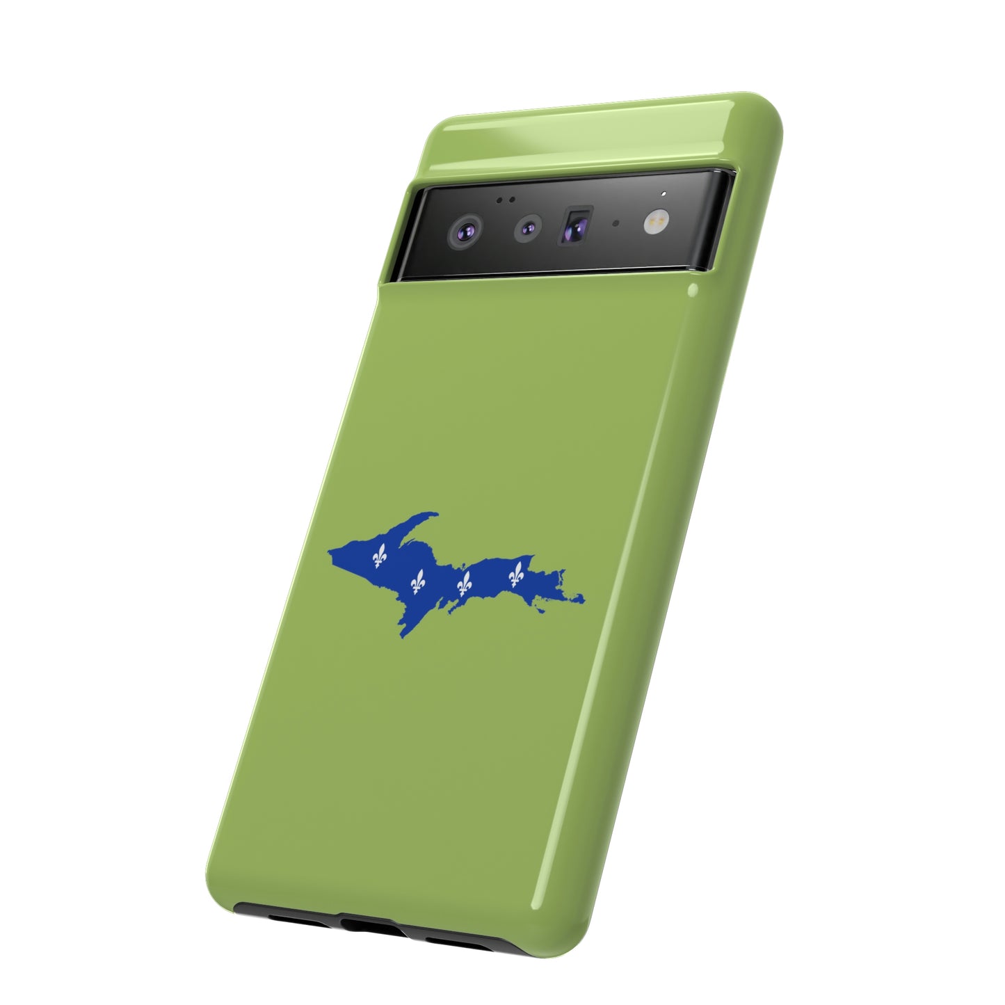 Michigan Upper Peninsula Tough Phone Case (Gooseberry Green w/ UP Quebec Flag Outline) | Samsung & Pixel Android