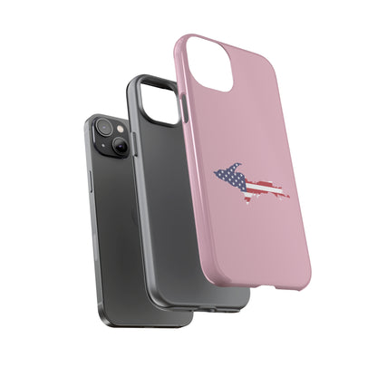 Michigan Upper Peninsula Tough Phone Case (Pink w/ UP USA Flag Outline) | Apple iPhone