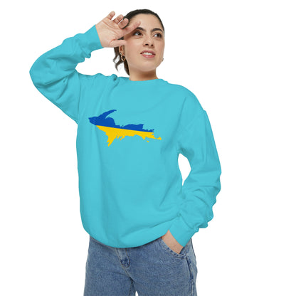 Michigan Upper Peninsula Sweatshirt (w/ UP Ukraine Outline) | Unisex Garment Dyed