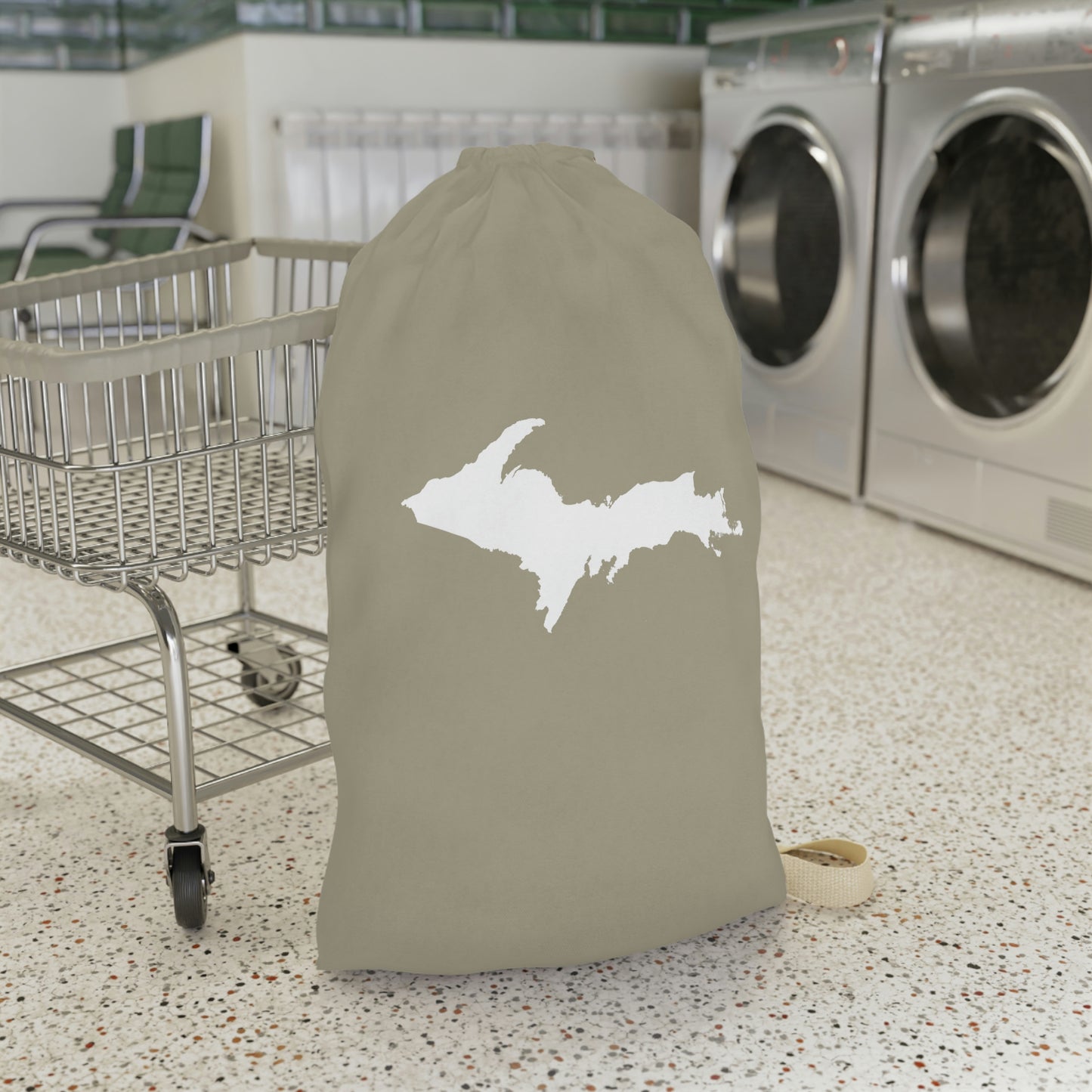 Michigan Upper Peninsula Laundry Bag (Petoskey Stone Grey w/ UP Outline)