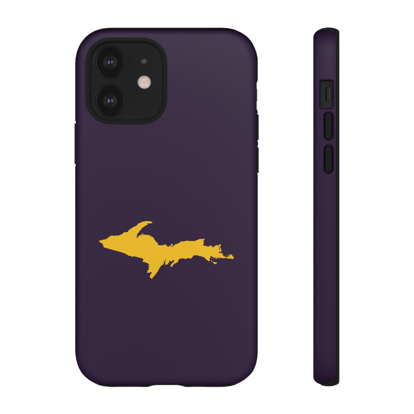 Michigan Upper Peninsula Tough Phone Case (Blackcurrant w/ Gold UP Outline) | Apple iPhone