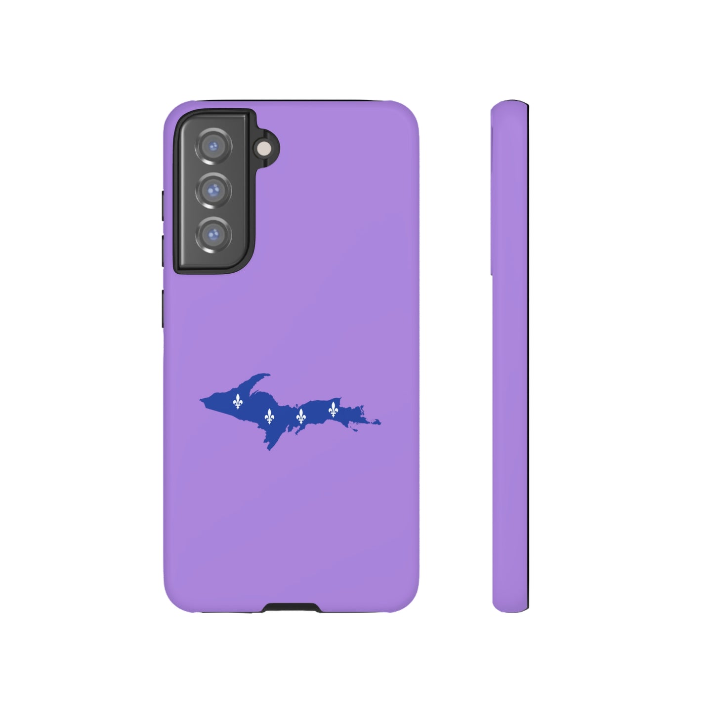 Michigan Upper Peninsula Tough Phone Case (Lavender w/ UP Quebec Flag Outline) | Samsung & Pixel Android