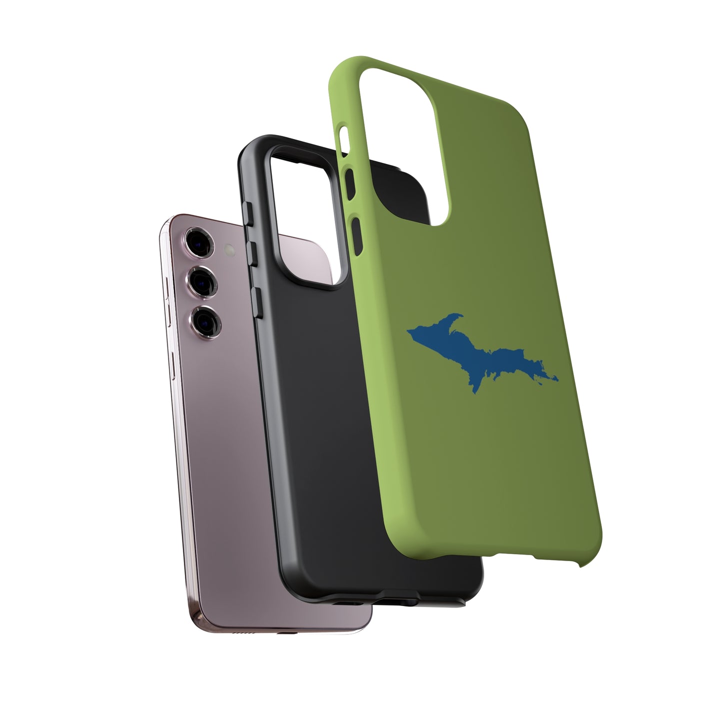 Michigan Upper Peninsula Tough Phone Case (Gooseberry Green w/ Azure UP Outline) | Samsung & Pixel Android