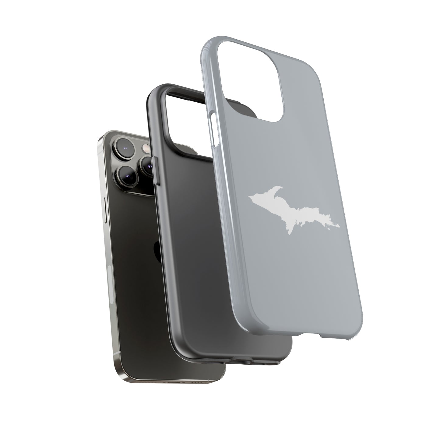 Michigan Upper Peninsula Tough Phone Case (Silver w/ UP Outline) | Apple iPhone