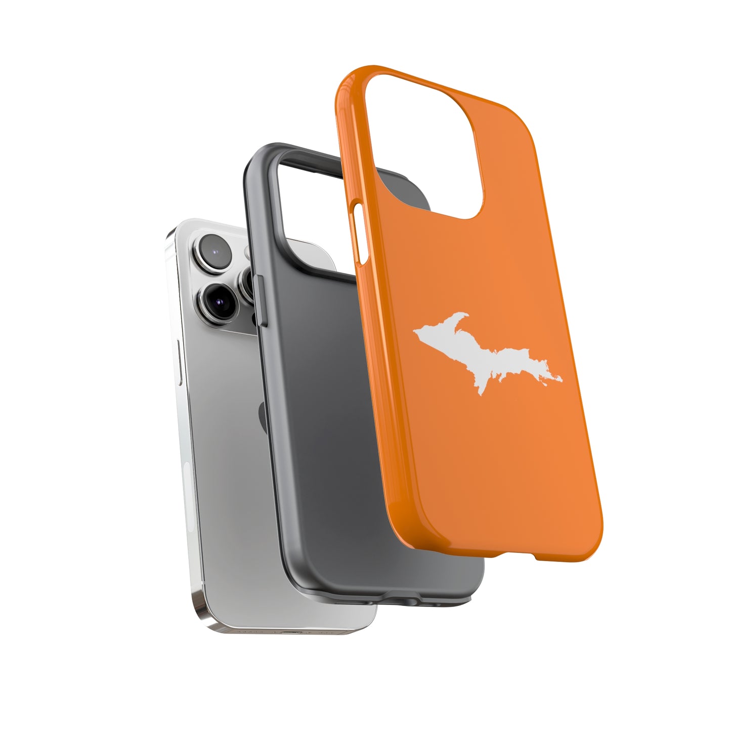 Michigan Upper Peninsula Tough Phone Case (Orange w/ UP Outline) | Apple iPhone