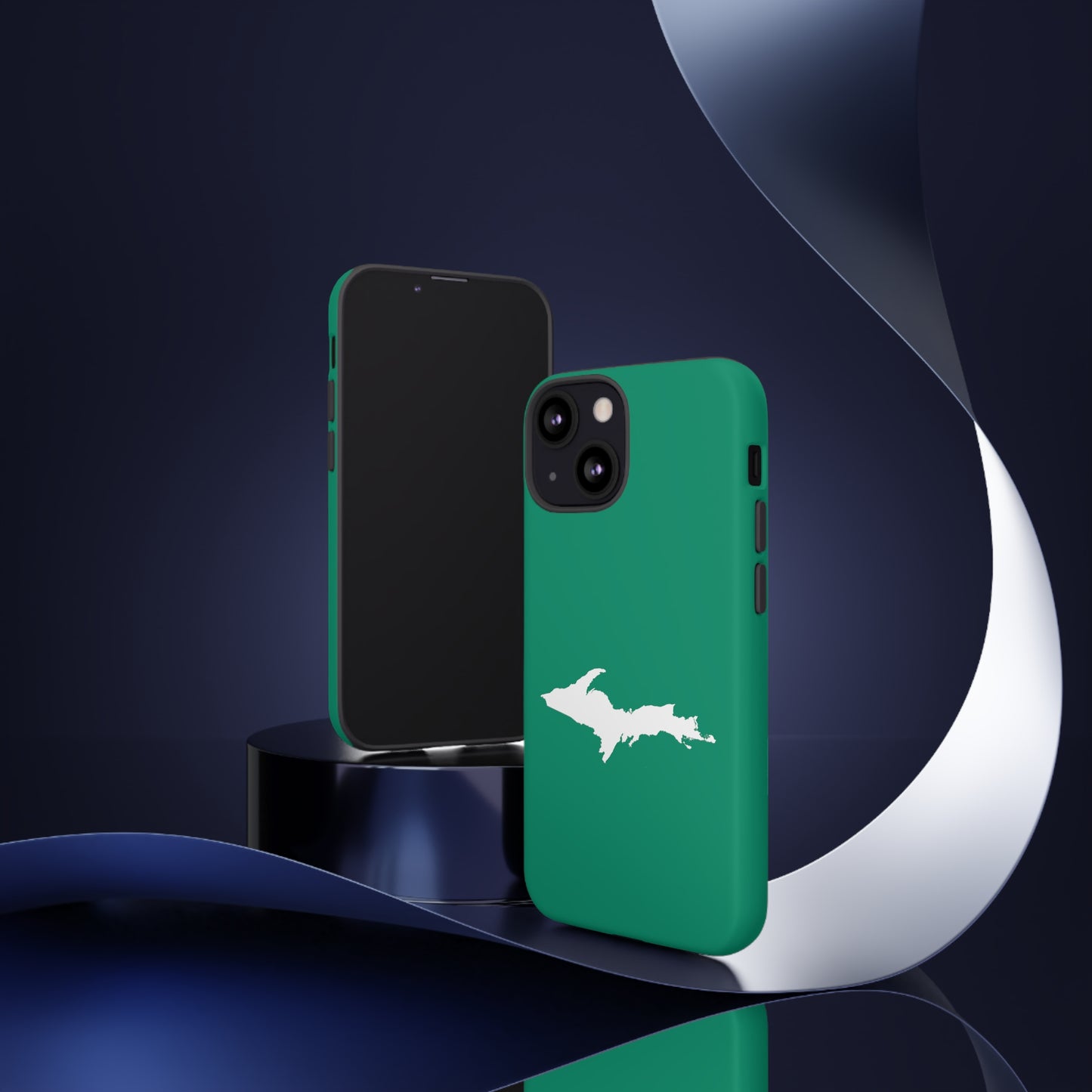 Michigan Upper Peninsula Tough Phone Case (Emerald Green w/ UP Outline) | Apple iPhone