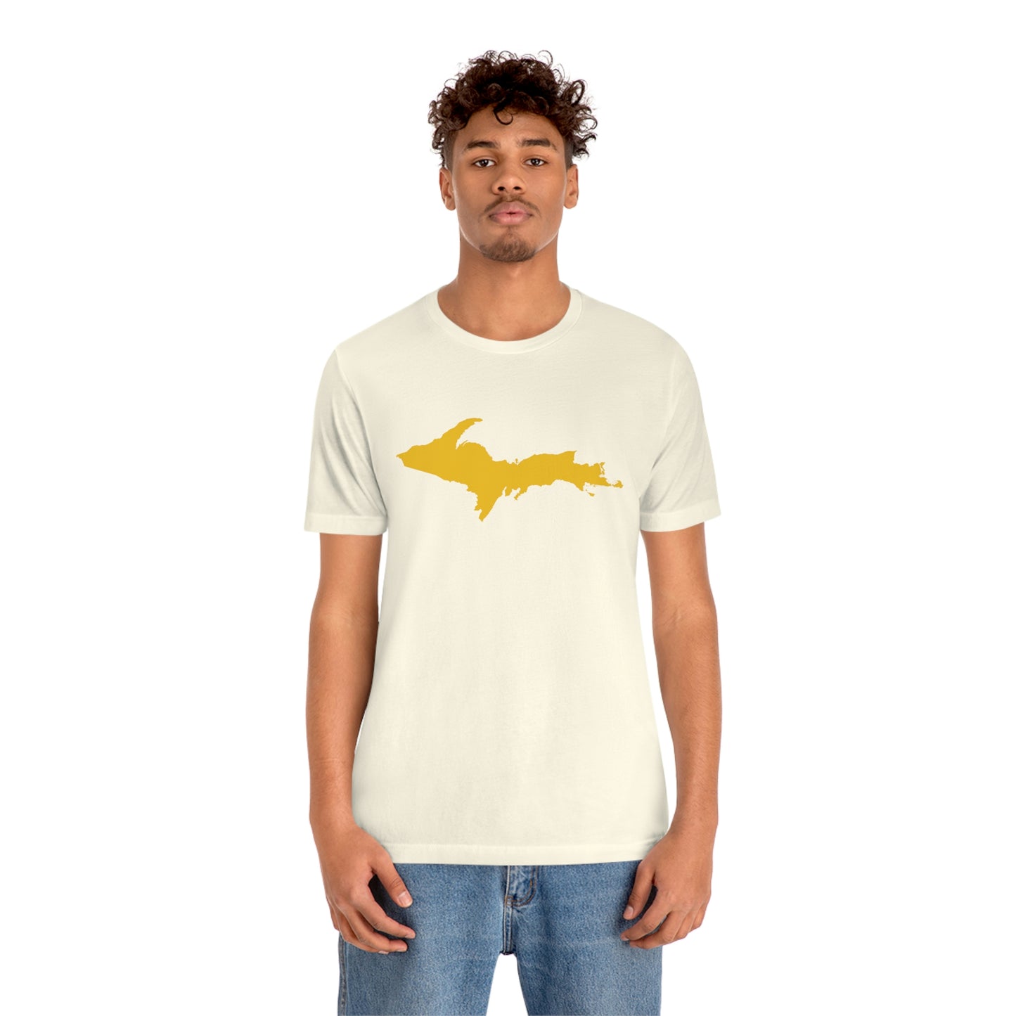 Michigan Upper Peninsula T-Shirt (w/ Gold UP Outline) | Unisex Standard Fit