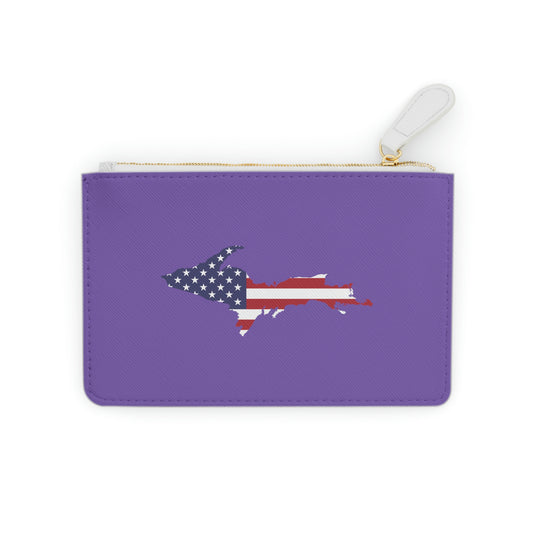 Michigan Upper Peninsula Mini Clutch Bag (Lake Iris Blue w/ UP USA Flag Outline)