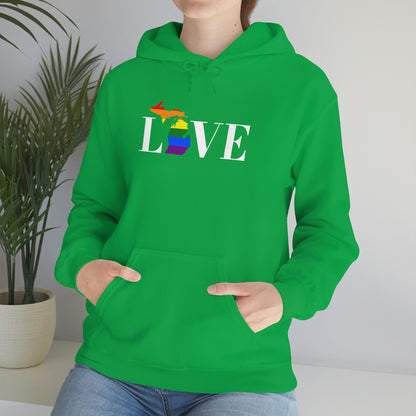 Michigan 'Love' Hoodie (w/LGBTQ Pride Colors) | Unisex Standard