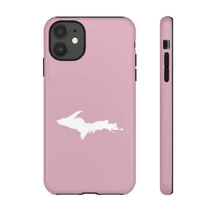 Michigan Upper Peninsula Tough Phone Case (Pink w/ UP Outline) | Apple iPhone