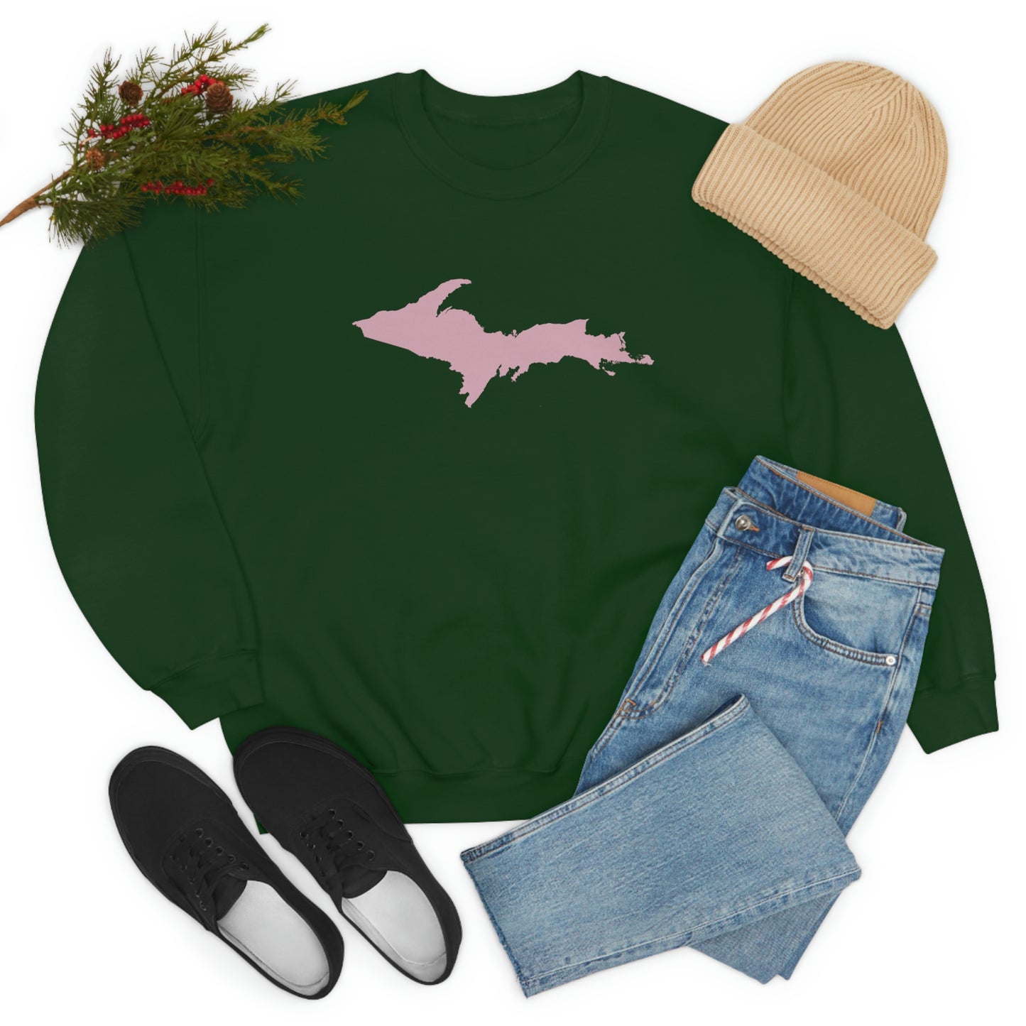 Michigan Upper Peninsula Sweatshirt (w/ Pink UP Outline) | Unisex Standard