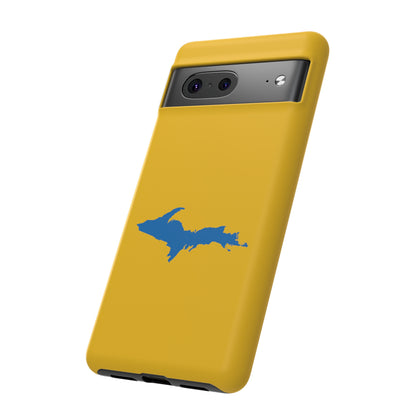 Michigan Upper Peninsula Tough Phone Case (Gold w/ Azure UP Outline) | Samsung & Pixel Android