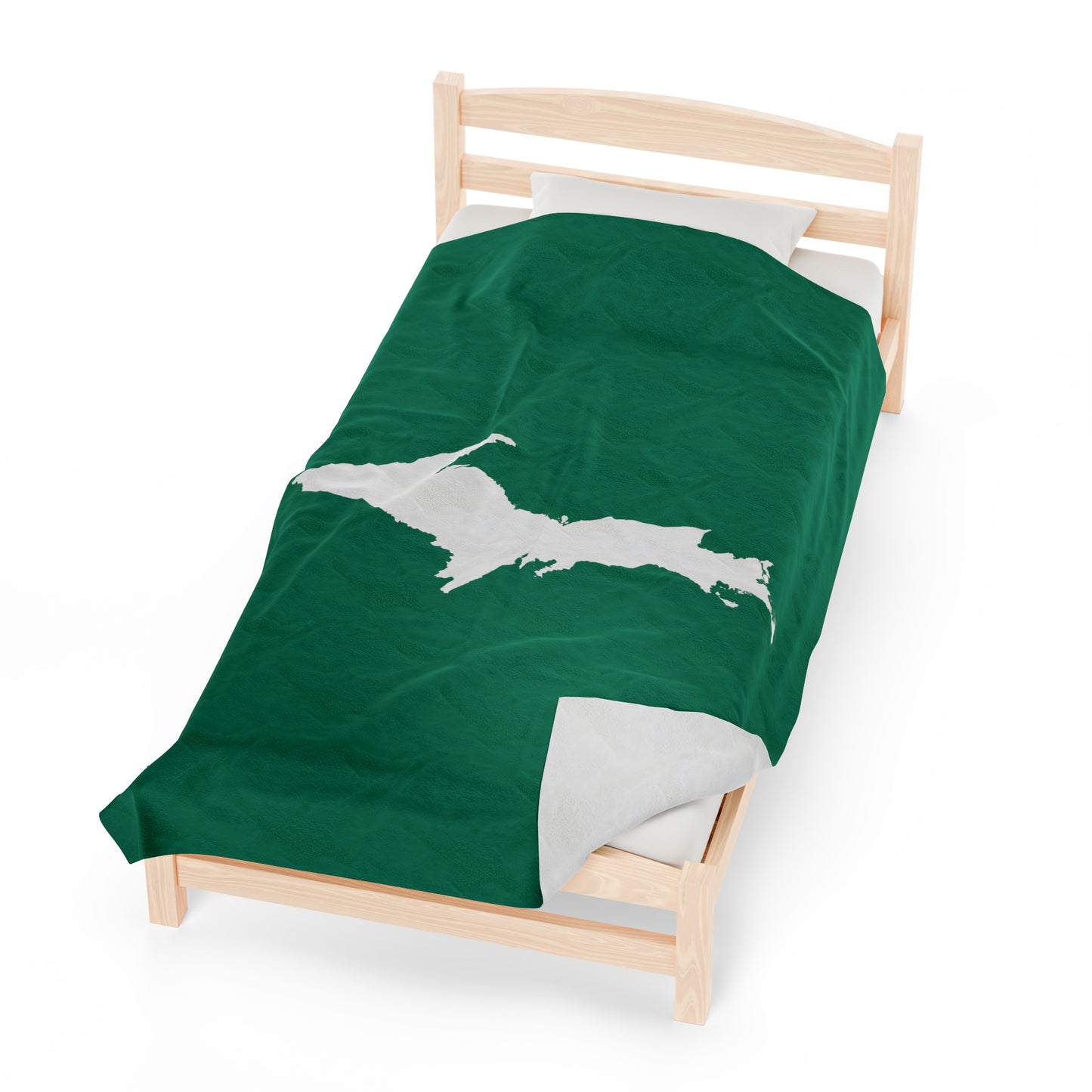 Michigan Upper Peninsula Plush Blanket (w/ UP Outline) | Emerald Green