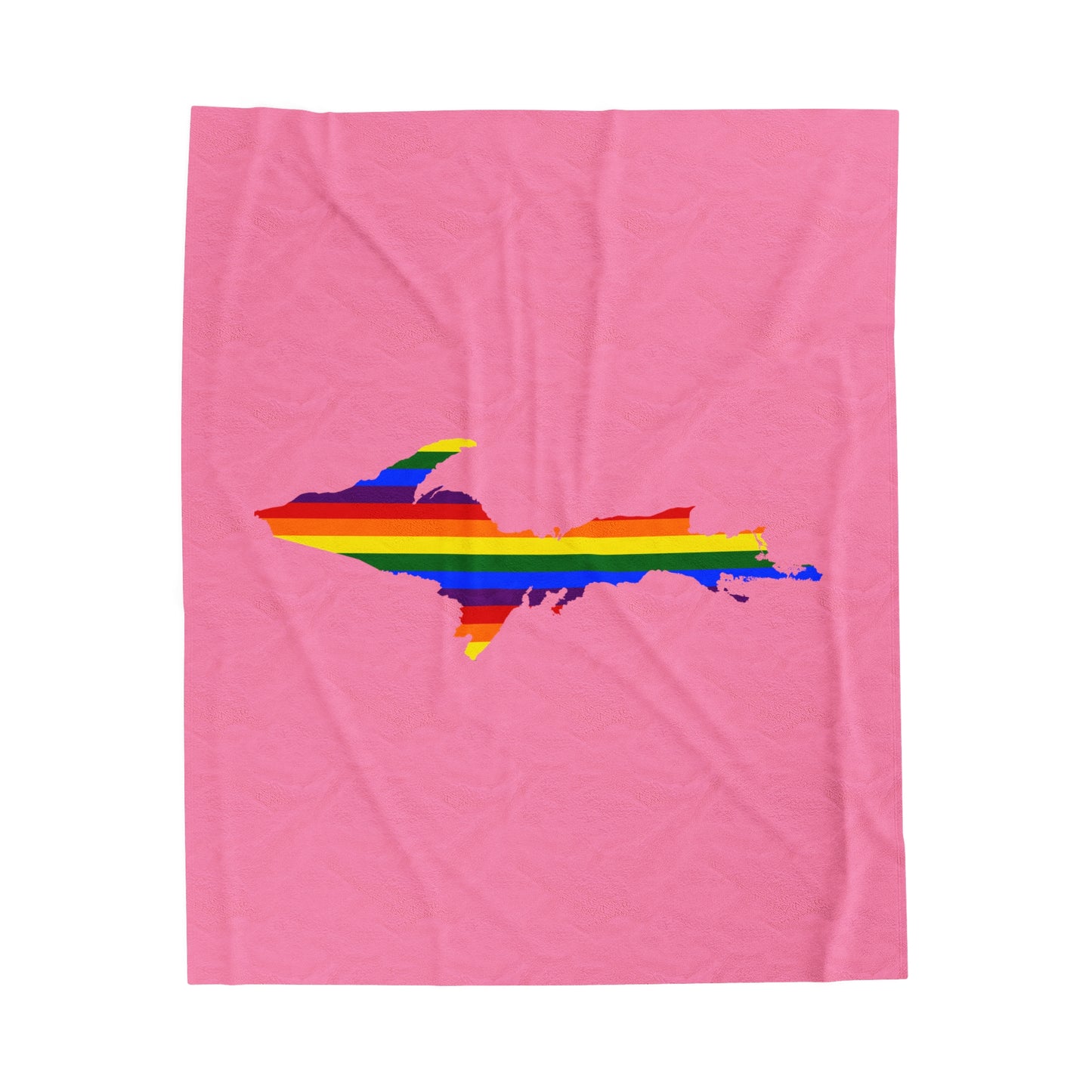 Michigan Upper Peninsula Plush Blanket (w/ UP Pride Flag Outline) | '67 Caddie Pink