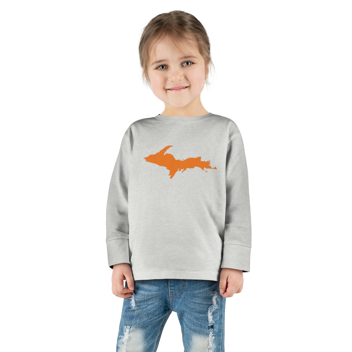 Michigan Upper Peninsula T-Shirt (w/ Orange UP Outline) | Toddler Long Sleeve