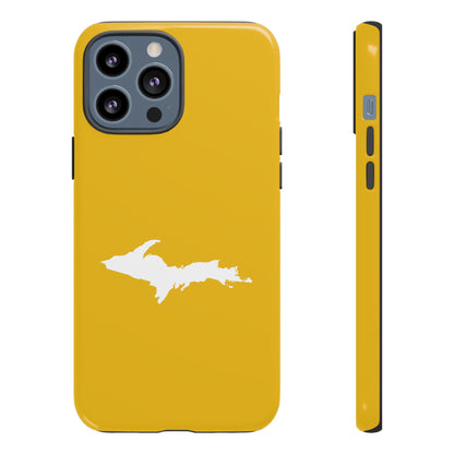 Michigan Upper Peninsula Tough Phone Case (Gold Color w/ UP Outline) | Apple iPhone