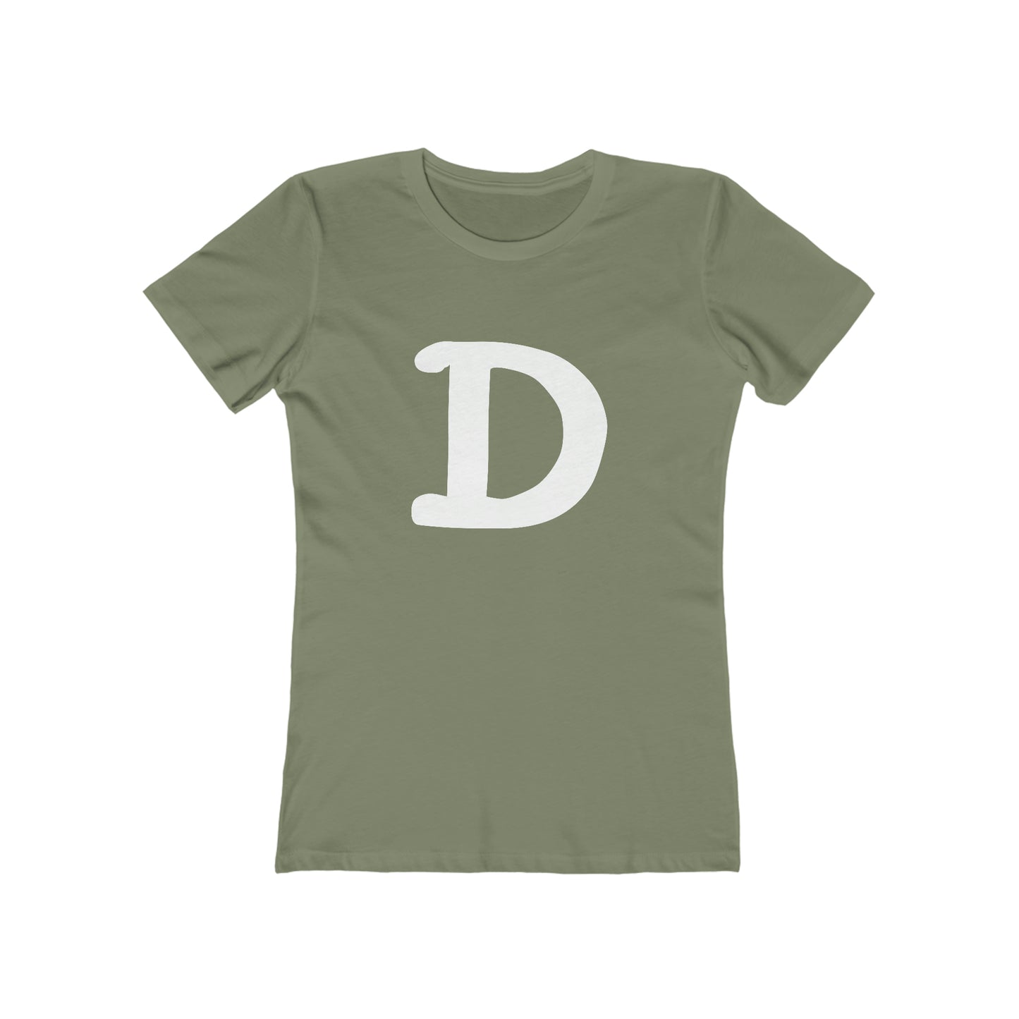 Detroit 'Old French D' T-Shirt (White/Navy Full Body Outline) | Women's Boyfriend Cut